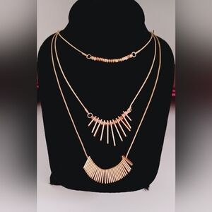 Banana Republic Brass Colored Layered Necklace with Starburst Design